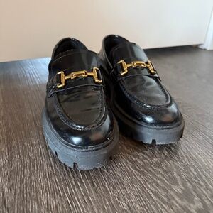 Massimo Dutti Black Leather Loafers